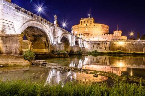 Bridge of Castel Sant Angelo at Night Editorial Stock Image - Image of ...