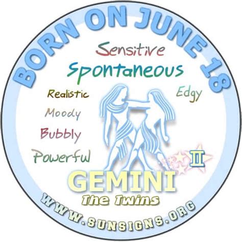 June 18 - Birthday Horoscope Personality | Sun Signs