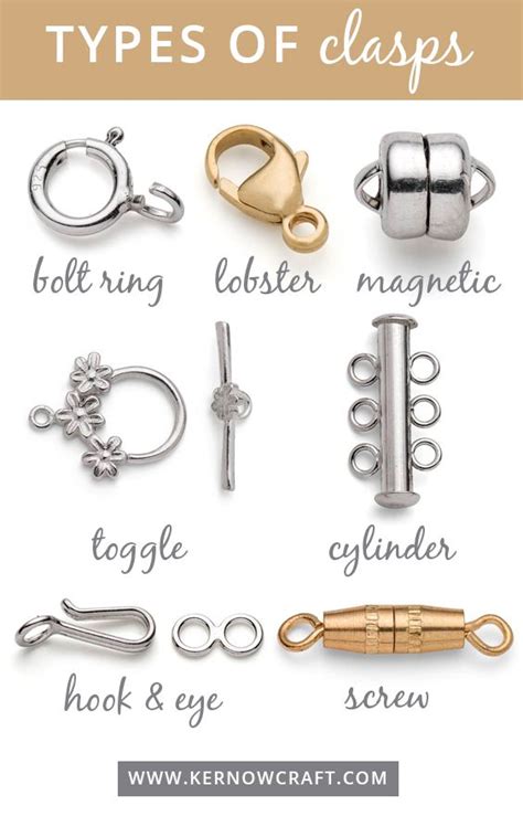 Types Of Clasps For Jewellery Making | Jewelry knowledge, Jewelry findings guide, Beaded jewelry diy