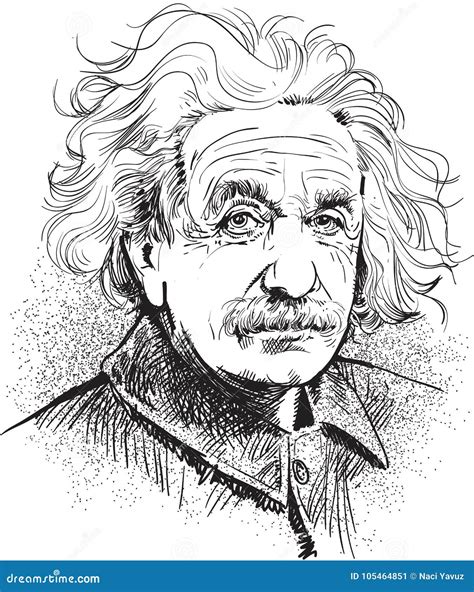 Albert Einstein Portrait Illustration, Line Art Vector Editorial Photo ...