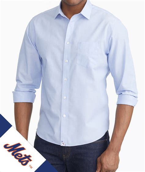 Mets Signature Series Button-Down Wrinkle Free Light Blue End-on-End ...