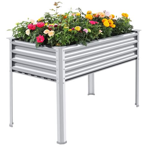 Buy Land GuardGalvanized Raised Garden Bed with Legs, 48×24×32in Large Metal Elevated Raised er ...