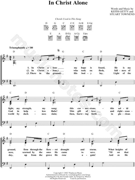 Keith Getty "In Christ Alone" Sheet Music in G Major (transposable) - Download & Print - SKU ...