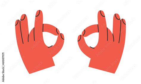 Hand drawn cute illustration of yoga shuni mudra. Flat vector hand position at meditation symbol ...