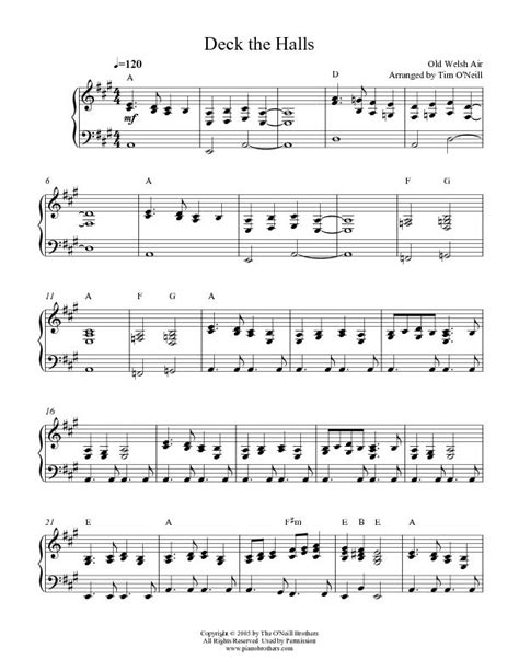 Deck the Halls - Christmas Piano Sheet Music | Print Instantly