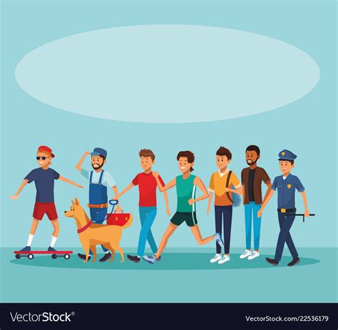 City people walking cartoons Royalty Free Vector Image