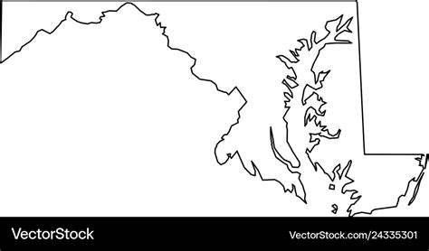 Maryland state of usa - solid black outline map Vector Image