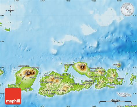 Physical Map of West Nusa Tenggara