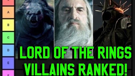 Every Lord Of The Rings VILLAINS Ranked!(Tier List Ranking!) - YouTube