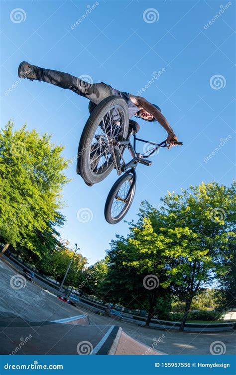 BMX Bike Stunt stock photo. Image of performance, scene - 155957556