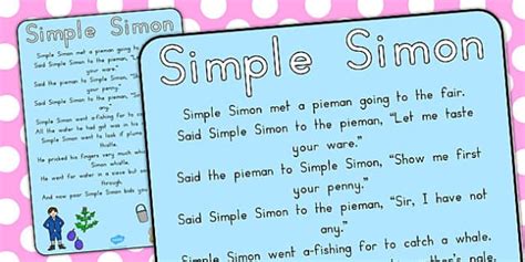 Simple Simon Nursery Rhyme Poster (Teacher-Made) - Twinkl