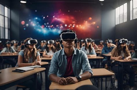 Premium Photo | A classroom where students are using VR headsets for ...