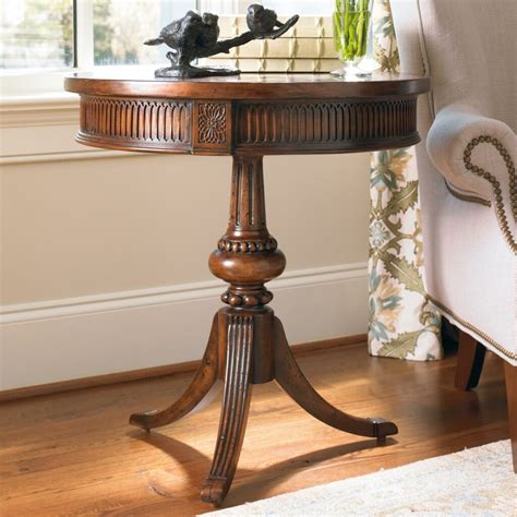 Round Pedestal Side Table Black Wood And Metal End Tables Clearance Unique Accent Thin Wire ...