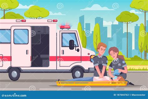 Paramedic Emergency Cartoon Composition Stock Vector - Illustration of ...