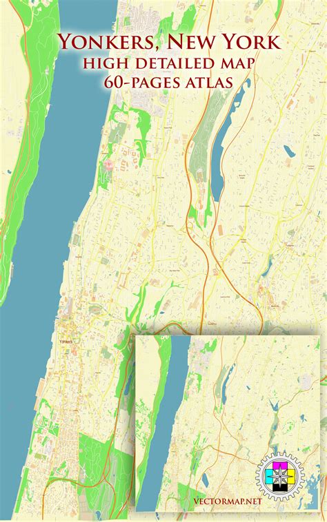 Yonkers New York City US Tourist Map multi-page atlas, contains 60 pages vector PDF