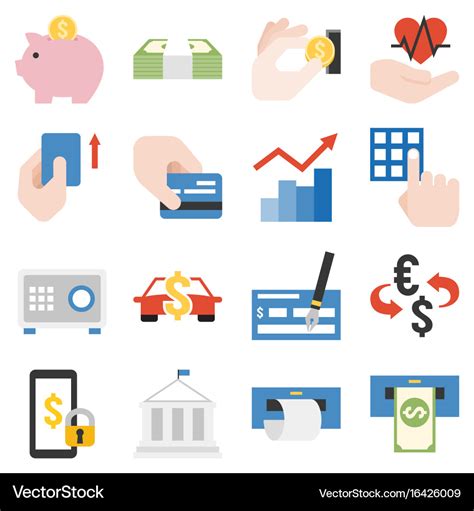 Bank products and financial service icons set Vector Image