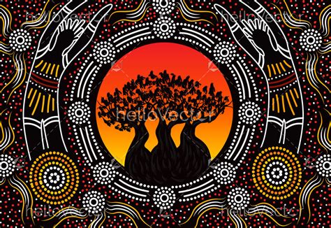 Aboriginal boab tree painting - Download Graphics & Vectors