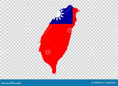 Taiwan Flag on Map Isolated on Png or Transparent Background,Symbol of Taiwan,template for ...