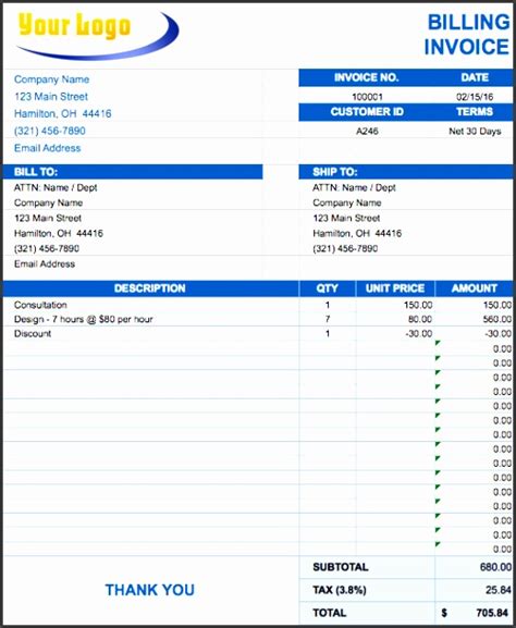 6 Billing Invoice Template Free Download - SampleTemplatess - SampleTemplatess