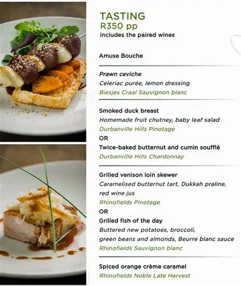 Durbanville Hills Restaurant Menu - Zomato South Africa