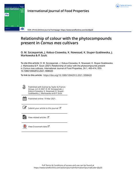 (PDF) Relationship of colour with the phytocompounds present in Cornus mas cultivars