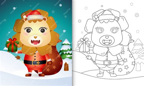 Premium Vector | Christmas themed coloring page