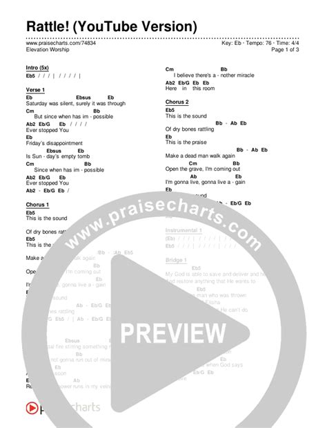 RATTLE! (YouTube) Chords PDF (Elevation Worship) - PraiseCharts