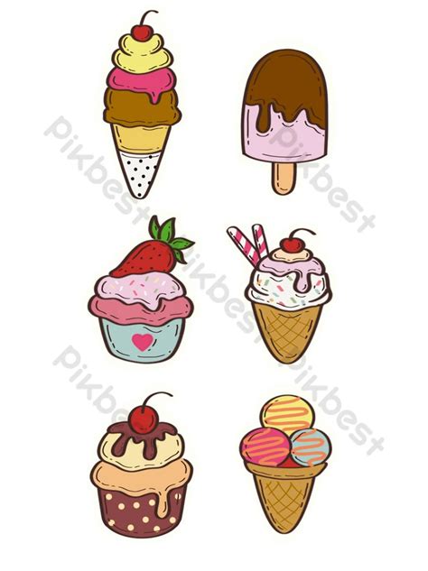 Cute Cartoon Ice Cream Sticker PNG Images | PSD Free Download - Pikbest