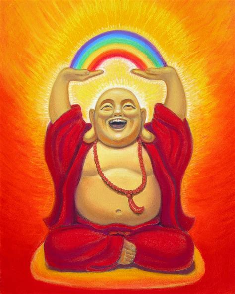 Download Laughing Buddha Holding A Rainbow Wallpaper | Wallpapers.com