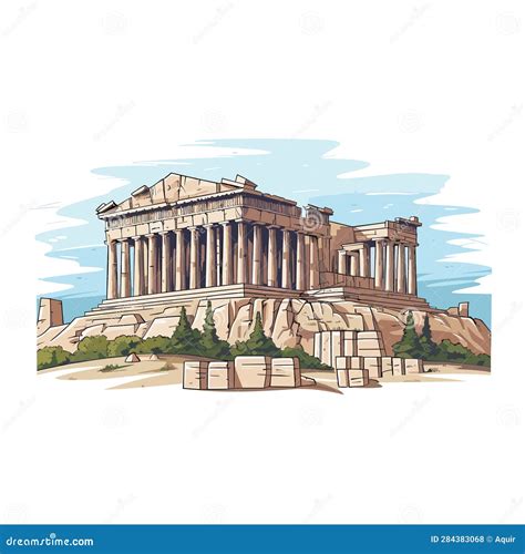 Acropolis Hand-drawn Comic Illustration. Acropolis. Vector Doodle Style ...