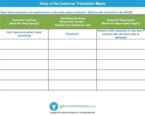 Voice of the Customer (VOC) Translation Matrix - Template & Example | Learn a new language, The ...