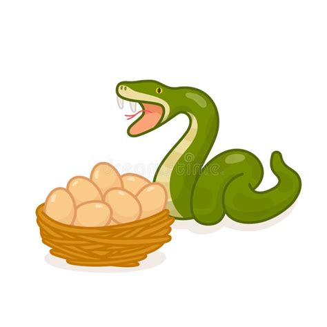 Snake Eat Eggs in Nest Kawaii Doodle Flat Cartoon Vector Stock Vector - Illustration of comic ...