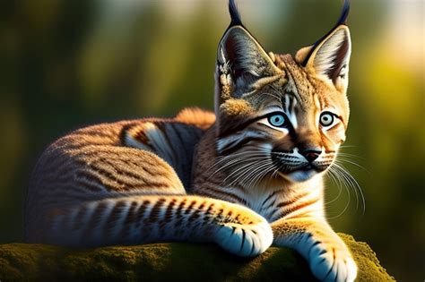 Premium AI Image | Portrait of kitten of lynx Young animal in natural ...