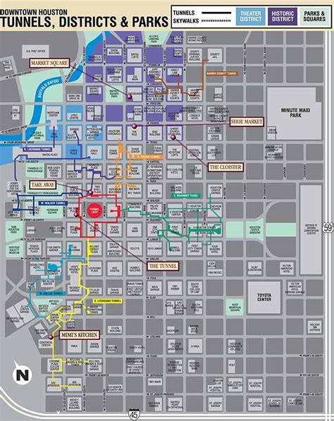 Downtown Houston Tunnel Map | Color 2018