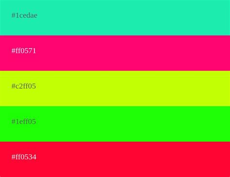 Colores neón hexadecimal | Colores neon, Paletas de colores, Paletas