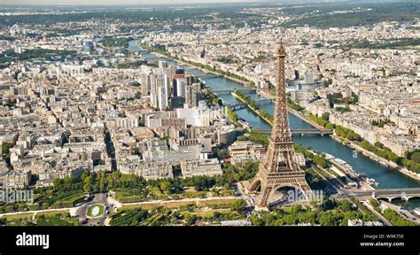 Aerial view of the Eiffel Tower with the river Seine, Paris, France, Europe Stock Photo - Alamy