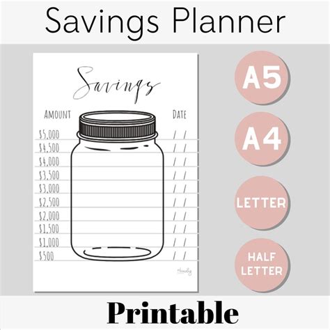 Printable Savings Jar Savings Tracker Printable Colorable | Etsy