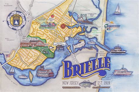 Brielle, NJ Illustrated Map / Invitations, Ink Studio