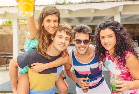 Group Of Young People Having Fun In Summer Party Stock Photo - Image of ...