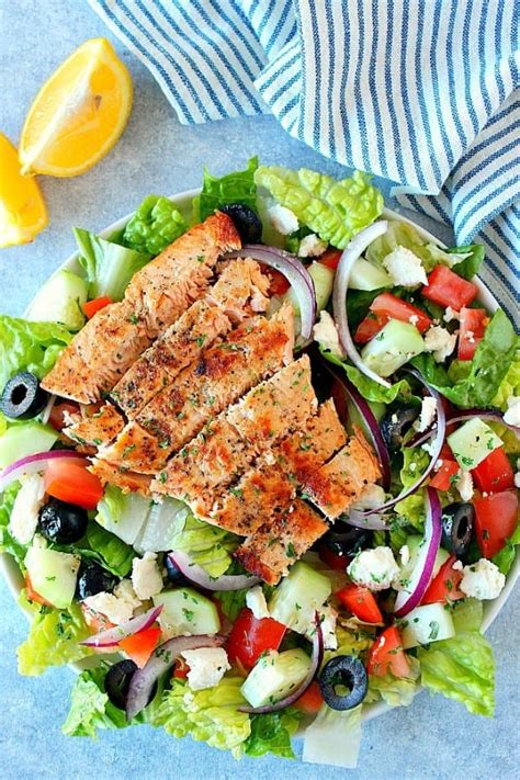 Greek Salmon Salad - Crunchy Creamy Sweet