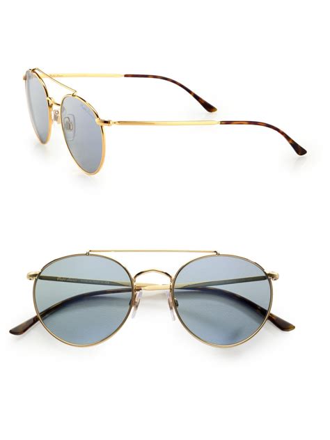 Ralph Lauren Round Vintage Sunglasses in Gold for Men | Lyst