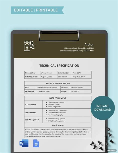 Technical Specification Ideas - Examples 2022 | Free & Premium Templates