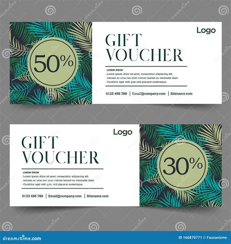 Gift Voucher Template with Leaf Background , for Spa, Hotel Resort ...