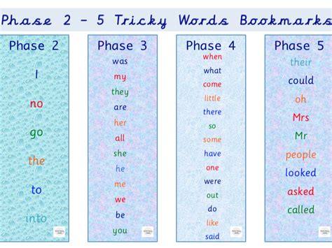 Phase 2 - 5 Tricky Words Bookmarks | Teaching Resources