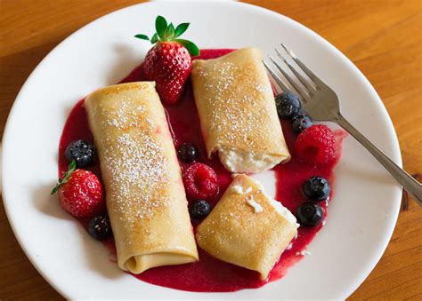 Cheese Blintz with Strawberry Sauce - G'day Soufflé