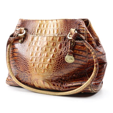 Brahmin Crocodile Embossed Leather Shoulder Bag | EBTH