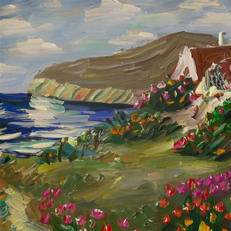 Seaside Garden Cottage Oil Painting Free Stock Photo - Public Domain ...