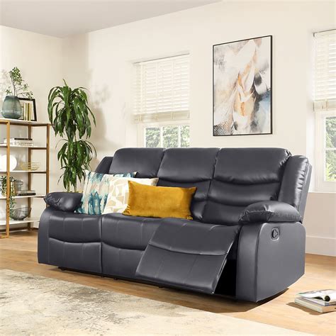 Sorrento Grey Leather 3 Seater Recliner Sofa | Furniture Choice