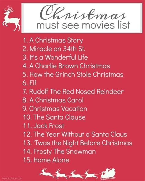 Free Christmas Movies List - Printable Christmas Movie Checklist