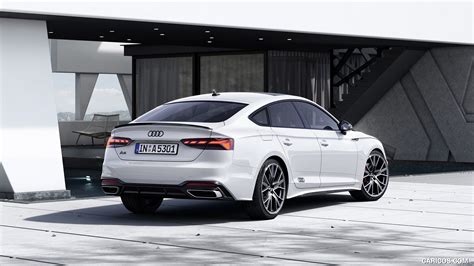 2022 Audi A5 Sportback S Line Competition Plus (Color: Glacier White Metallic) | Rear Three-Quarter